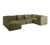 Nova - canapé modulable d'angle réversible - 5 places - avec pouf d'appoint - en velours - Vert Vert