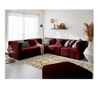 Nova - canapé modulable d'angle réversible - 6 places - en velours - Rouge Rouge G