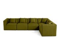 Nova - canapé modulable d'angle réversible - 6 places - en velours - Vert Olive