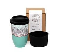 NOVA CERAMICS Tasse de voyage - Tasse à café de voyage - Tasse à café réutilisable unique à emporter - Passe au micro-ondes et au lave-vaisselle - Cadeau pour femme, homme, elle - 355 ml - Nébuleuse