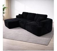 NOVA FLEX CANAPÉ D’ANGLE COMPRESSÉ - 4 PLACES -VELOUR CÔTELÉ NOIR INTENSE
