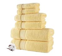 Nova Luxury Linen - Lot de 6 Serviettes Turques de qualité hôtelière pour Salle de Bain (Jaune Soleil)