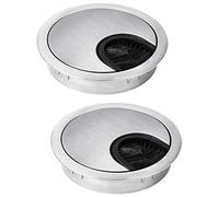 NOVAATO 2 Passes-câbles métallique de 60mm- Passage de câble avec Brosse intégrée pour Un Bureau Plus ordonné