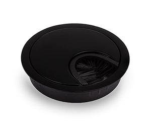 NOVAATO Lot de 2 passages de câbles de bureau avec joint de brosse, cache-trous pour ordinateur, organisateur de gestion des câbles pour la maison et le bureau, tables de travail, 60 mm (noir)