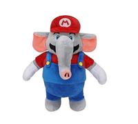 NovaCarta Peluche Mario Éléphant - 27,5 cm - Costume de Plombier Rouge et Bleu - Jouet en Peluche Douce