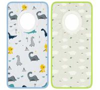 NOVAGO -2 Grands Bavoirs bébé et Maternelle évolutif 100% Coton Confort et Doux, col élastique Facile a Enfiler, Poche de Rangement, hypoallergénique