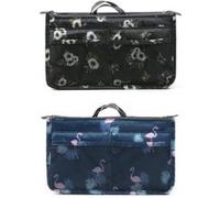 NOVAGO 2 Organiseurs Pochette Sac de Rangement intérieur pour Sac à Main ou Sac de Voyage (Flamant + Fleurs ) Multicolore G