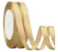 NOVAGO-2 Rouleaux 22 M ruban satin Décoration pour Fleurs, cadeaux, Mariage, fêtes. (Largeur 1 cm,champagne)