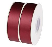 NOVAGO-2 Rouleaux 22 M ruban satin Décoration pour Fleurs, cadeaux, Mariage, fêtes. (Largeur 2cm, Bordeaux)