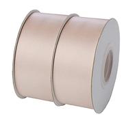 NOVAGO-2 Rouleaux 22 M ruban satin Décoration pour Fleurs, cadeaux, Mariage, fêtes. (Largeur 4cm, Champagne)