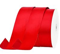 NOVAGO-2 Rouleaux 22 M ruban satin Décoration pour Fleurs, cadeaux, Mariage, fêtes. (Largeur 4cm, Rouge)