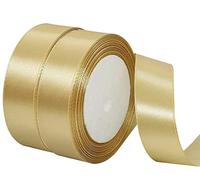 NOVAGO-2 Rouleaux 22 M ruban satin largeur 2 cm -Décoration pour Fleurs, cadeaux, Mariage, fêtes. (Beige/Champagne)