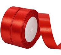 NOVAGO-2 Rouleaux 22 M ruban satin largeur 2 cm -Décoration pour Fleurs, cadeaux, Mariage, fêtes. (Rouge)