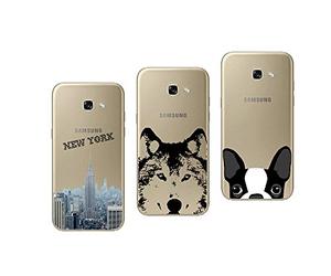 NOVAGO 3 Coques Compatible Samsung Galaxy A3 2017 Coque en Gel Souple Transparente Solide Incassable avec Jolie Impression Fantaisie de Qualité (Pack 5)