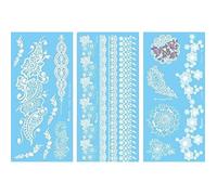 NOVAGO 3 Planches de 20x10 cm de Tatouages éphémères Blancs motifs variés