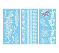 NOVAGO 3 Planches de 20x10 cm de Tatouages éphémères Blancs motifs variés