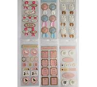 NOVAGO- 3 planches stickers autocollants série rubans pour fermer et décorer les paquets et pochettes cadeaux (3 motifs différents aléatoires)