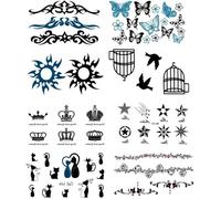 NOVAGO 8 mini planches de tatouages éphémères (105 x 60 mm), motifs variés