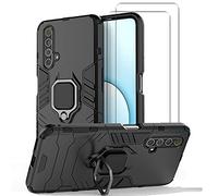 NOVAGO Compatible ave Realme X50 5G - Pack Complet- Coque Résistante magnétique Anneau béquille Anti Chute + 2 Films vitre Protection écran Verre trempé résistant