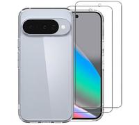 NOVAGO Compatible avec Google Pixel 10 / Pixel 10 Pro - Pack Complet - Coque Résistante Transparente + 2 Films vitre Protection écran en Verre trempé résistant