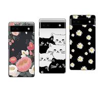 NOVAGO Compatible avec Google Pixel 6a 5G -Lot de 3 Coques Gel Souple incassable résistant Antichoc Impression Motif Relief (Pack 1)