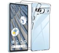 NOVAGO Compatible avec Google Pixel 7a 5G - Pack Complet Protection Intégrale - Coque Arrière Résistante Transparente en Silicone TPU + 2 Films de Protection écran en Verre Trempé (Compatible Coque)