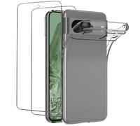 NOVAGO Compatible avec Google Pixel 8A - Pack Complet - Coque Résistante Transparente + 2 Films vitre Protection écran en Verre trempé résistant