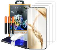 NOVAGO Compatible avec HONOR 200 5G - 3 Films écran verre trempé incurvé résistant avec colles et lampe fournies