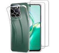 NOVAGO Compatible avec Honor 200 Smart 5G - Pack Complet Protection Intégrale - Coque Arrière Résistante Transparente en Silicone TPU + 2 Films de Protection écran en Verre Trempé (Compatible Coque)