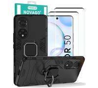 NOVAGO Compatible avec Honor 50 5G/ Huawei Nova 9 -Pack Complet- Coque Ultra Résistante avec Anneau Anti Chute + 2 Films Protection Écran en Verre Trempé 3D Incurvé - Anti-Choc et HD