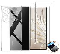 NOVAGO Compatible avec Honor 70 5G -Pack Complet- Coque Souple Transparente Résistante + 3 Films Protection écran vitre Verre trempé 3D incurvé avec Colle fournie (Transparent)