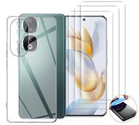 NOVAGO Compatible avec HONOR 90 5G -Pack Complet- Coque Souple transparente Résistante + 3 Films Protection écran vitre Verre trempé 3D incurvé avec colle fournie (Transparent)