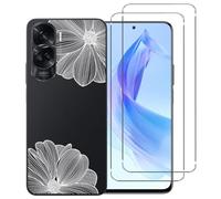 Coque imprimée pour Honor 90 Lite 5G + 2 Film protection verre trempé- Fleurs Blanches