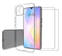 NOVAGO Compatible avec Honor X8 -Pack Complet- Coque Résistante Transparente + 2 Films Protection écran Verre trempé (Transparent)