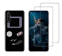 NOVAGO Compatible avec Huawei Honor 20 et Nova 5T -Pack de 2 Film Protection écran Verre trempé +1 Coque Souple Transparente et Résistante Anti Choc (Gameboy)