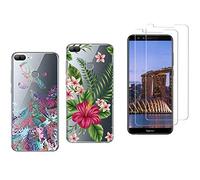 NOVAGO Compatible avec Huawei Honor 9 Lite- Pack de 2 Films écran en Verre tremp 2 Coques Souples résistantes et Solides Anti Choc avec Impression de qualité Durable (Pack 1)