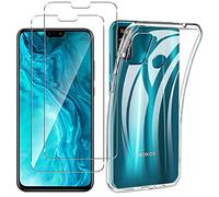 NOVAGO Compatible avec Huawei Honor 9X Lite - Pack Complet : Coque Arrière Transparente Antichoc en TPU Gel Souple + 2 Films de Protection Écran en Verre Trempé 9H