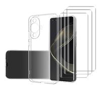 NOVAGO Compatible avec Huawei Nova 11 Pro -Pack Complet- Coque Souple transparente Résistante + 3 Films Protection écran vitre Verre trempé 3D incurvé avec colle fournie (Transparent)