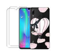 NOVAGO Compatible avec Huawei P Smart 2019, Honor 10 Lite-Coque Souple Solide avec Impression + 2 Films Protection écran Verre trempé résistant (Ballon)