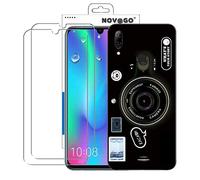 NOVAGO Compatible avec Huawei P Smart 2019, Honor 10 Lite-Coque Souple Solide avec Impression + 2 Films Protection écran Verre trempé résistant-Camera
