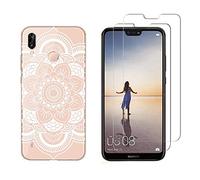 NOVAGO Compatible avec Huawei P20 Lite-Pack de 2 Films Protection écran en Verre trempé +1 Coque Résistante et Solide Anti Choc (1 Coque +2 Films, Transparent)