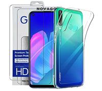 NOVAGO Compatible avec Huawei P40 Lite E -Pack Complet- Coque Souple Résistante Transparente + 2 Films vitre Protection écran Verre trempé 0.33 mm 9H