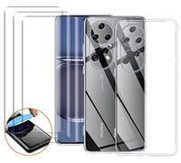 NOVAGO Compatible avec Huawei P50 Pro - Pack Complet - Coque Souple Transparente Ultra Résistante + 3 Films Protection écran Verre Trempé 3D Incurvé avec Colle Fournie (Transparent)