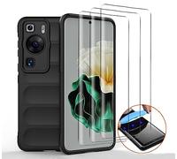 NOVAGO Compatible avec Huawei P60 Pro -Coque AirBag Résistante Anti Choc Anti Casse+ 3 Films Protection écran vitre Verre trempé incurvé