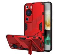 NOVAGO Compatible avec Huawei P60 Pro - Coque Rouge Résistante Antichoc avec Support Pied Pliable Vidéo Intégré