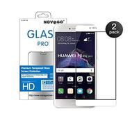NOVAGO Compatible avec Huawei P8 Lite 2017, P9 Lite 2017, Honor 8 lite 2017 - Film protection écran en verre trempé résistant couvre la totalité de l'écran (x2, Blanc)