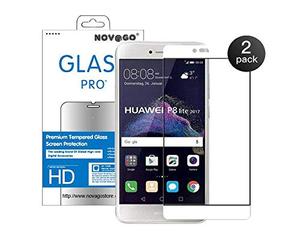 NOVAGO Compatible avec Huawei P8 Lite 2017, P9 Lite 2017, Honor 8 lite 2017 - Film protection écran en verre trempé résistant couvre la totalité de l'écran (x2, Blanc)
