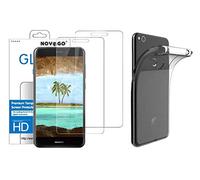 NOVAGO Compatible avec Huawei P8 Lite 2017 - Pack 3 en 1 Protection Intégrale - Coque Souple Transparente Résistante Anti Choc + 2 Films de Protection écran en Verre Trempé (Transparente)