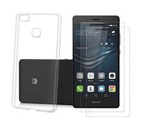 NOVAGO Compatible Huawei P9 Lite (Pack 2 en 1) 1 Coque Transparente Souple et Solide Anti Choc + 2 Films Écran en Verre trempé Résistant 9H