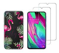 NOVAGO Compatible avec Huawei Y5 2019/Honor 8S (Pack 3 en 1) Coque Souple et Solide Transparente + 2 Films en Verre trempé résistants Anti Casse écran (Films Plus Petits Que l'écran) Flamant Rose